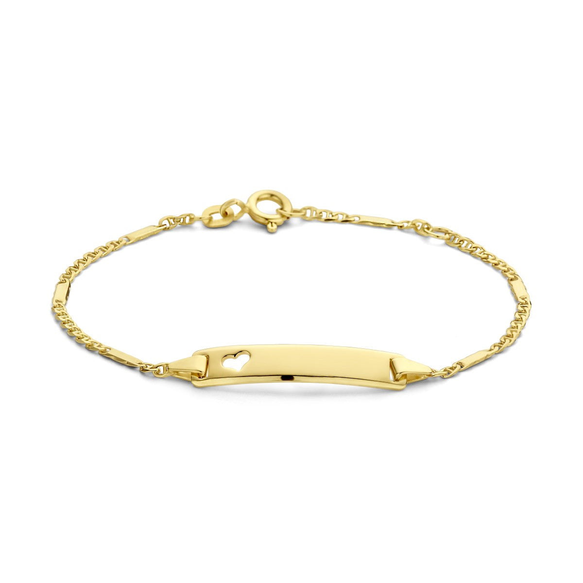 Fantasy Collection Graveerarmband hart plaat 5,0 mm 14K geelgoud