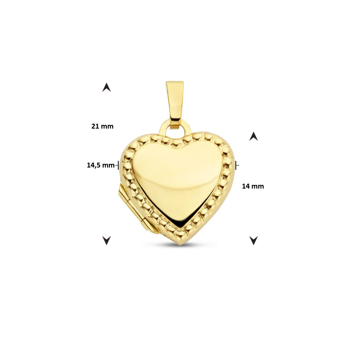 Fantasy Collection Medaillon hart bolletjes 14 mm 14K geelgoud hanger