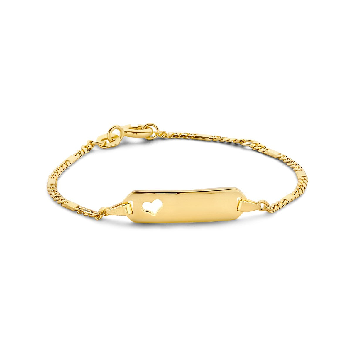 Fantasy Collection Graveerarmband hart plaat 5,5 mm 14K geelgoud