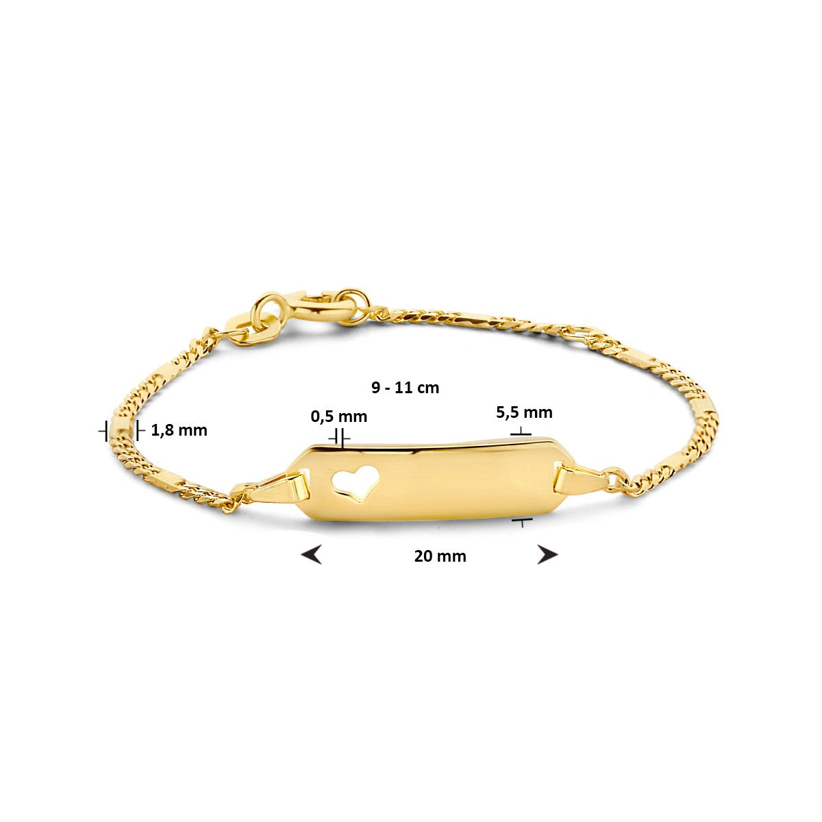 Fantasy Collection Graveerarmband hart plaat 5,5 mm 14K geelgoud