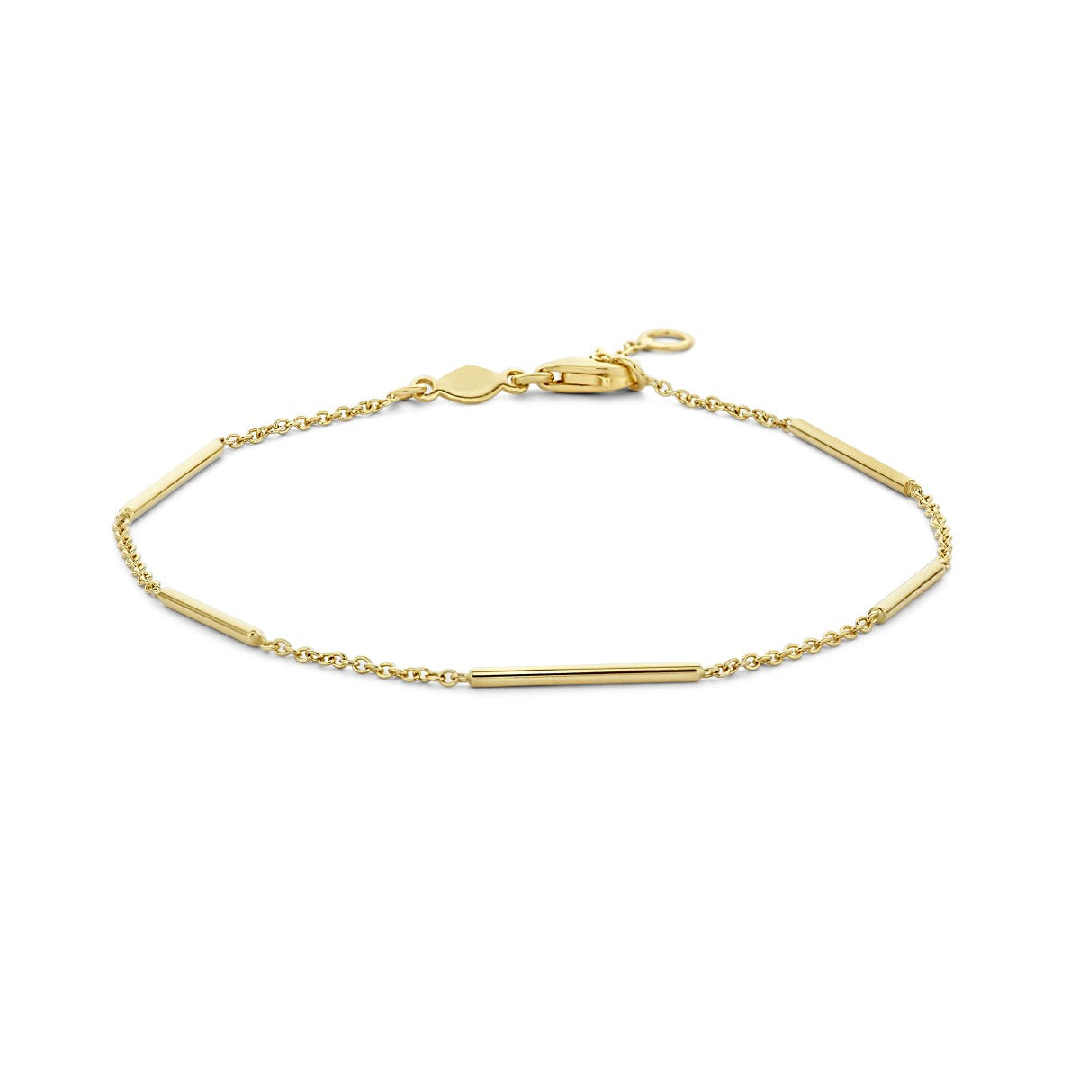 Fantasy Collection Armband balkjes 1,3 mm 18 - 19,5 cm 14K geelgoud