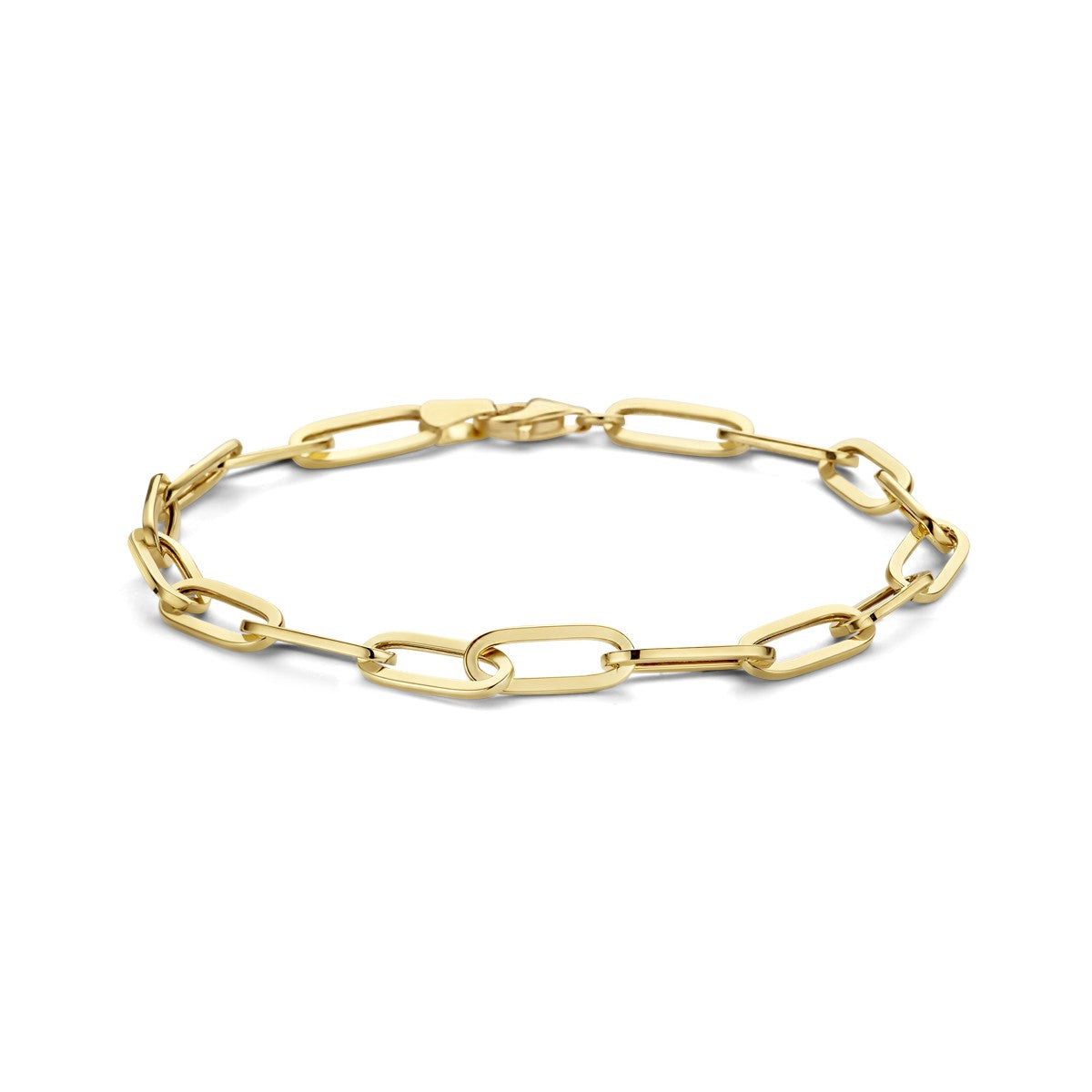 Fantasy Collection Armband paperclip platte buis 5,0 mm 18 cm 14K geelgoud