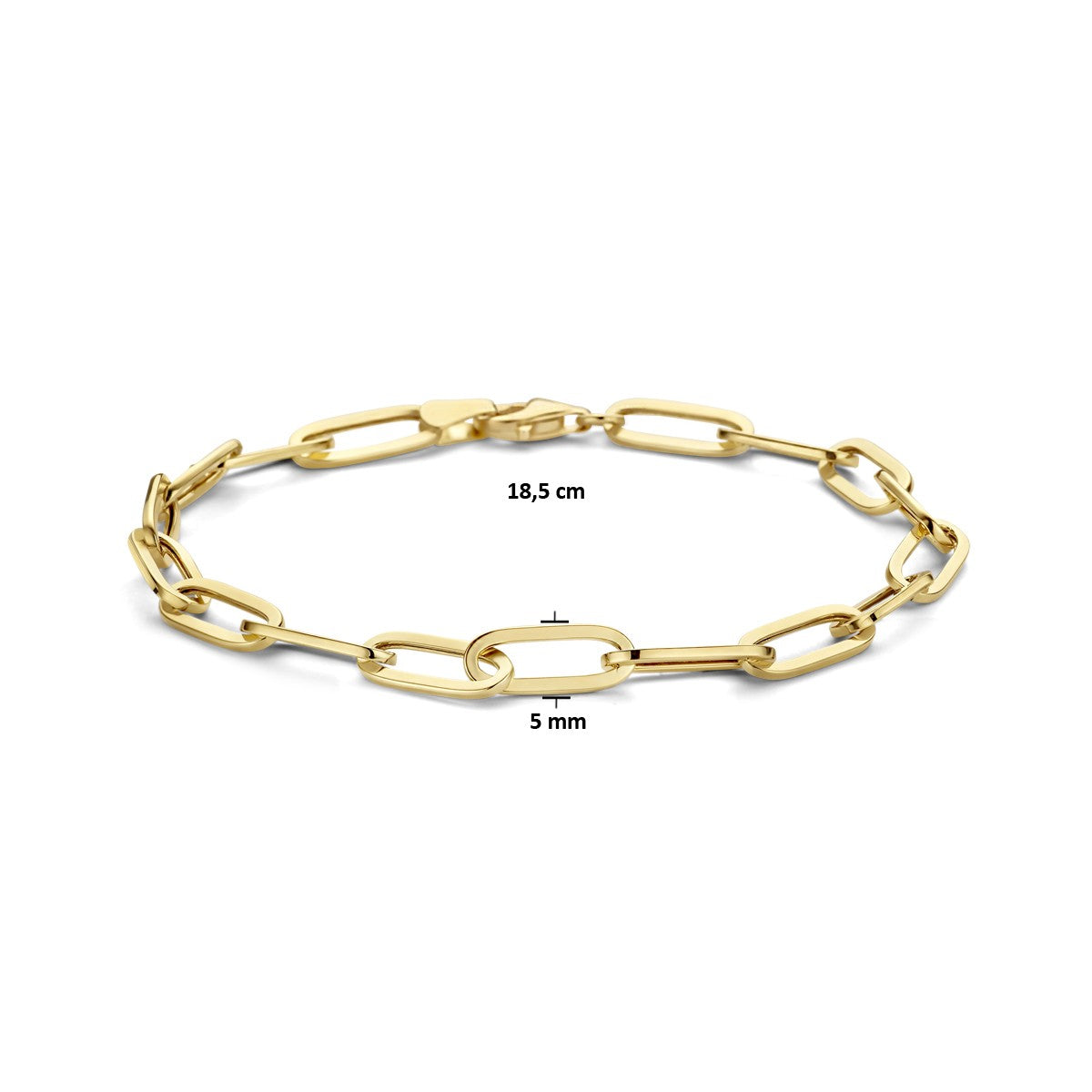 Fantasy Collection Armband paperclip platte buis 5,0 mm 18 cm 14K geelgoud