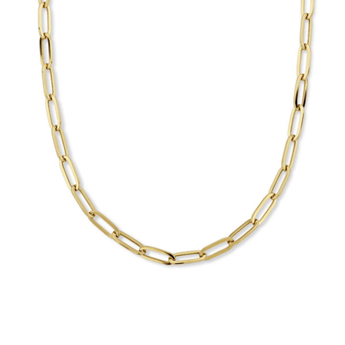 Fantasy Collection Collier paperclip platte buis 5,0 mm 44 cm 14K geelgoud