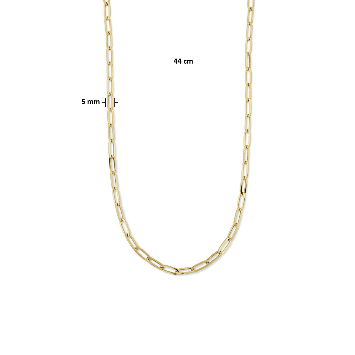 Fantasy Collection Collier paperclip platte buis 5,0 mm 44 cm 14K geelgoud