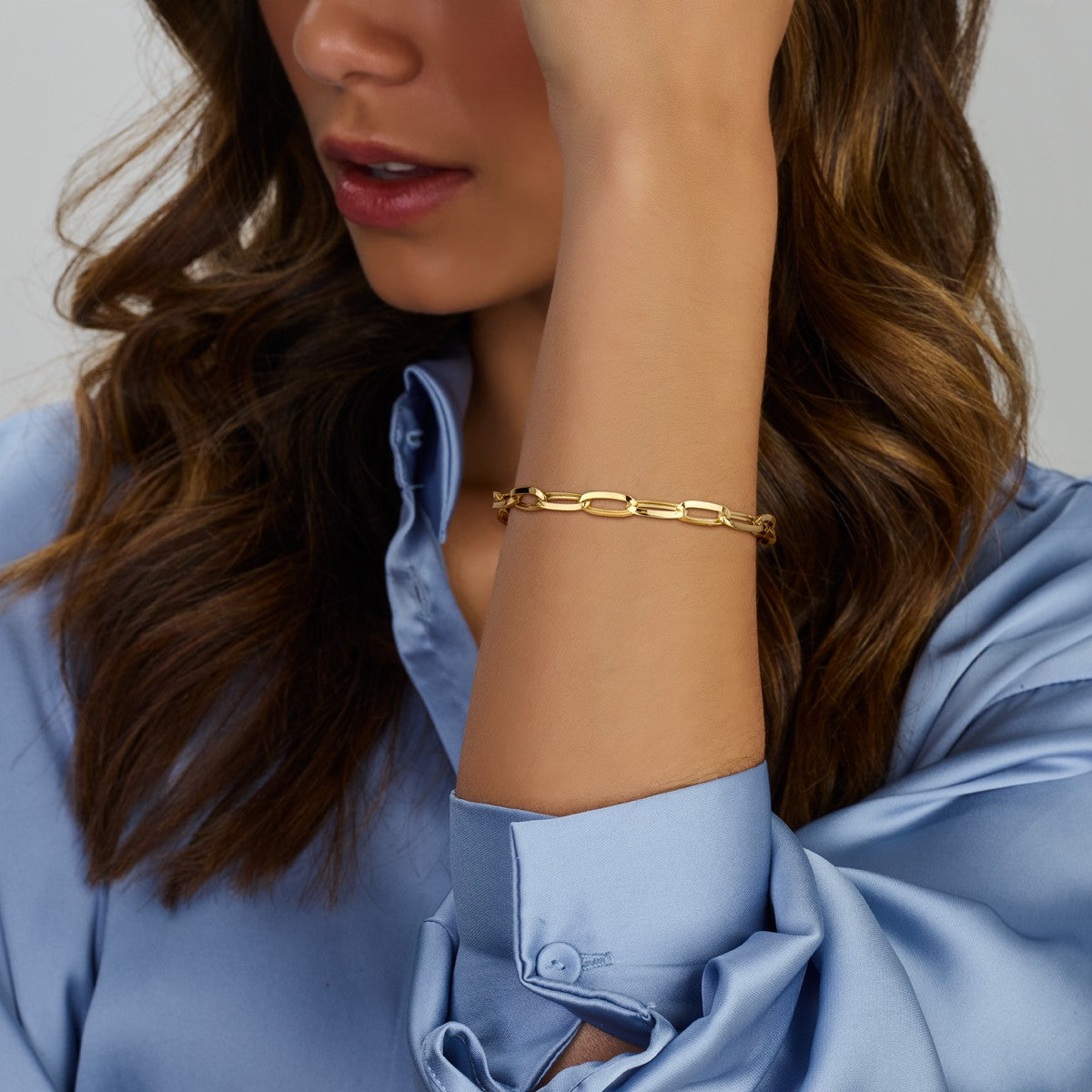 Fantasy Collection Armband paperclip spitse buis 6,0 mm 18,5 cm 14K geelgoud