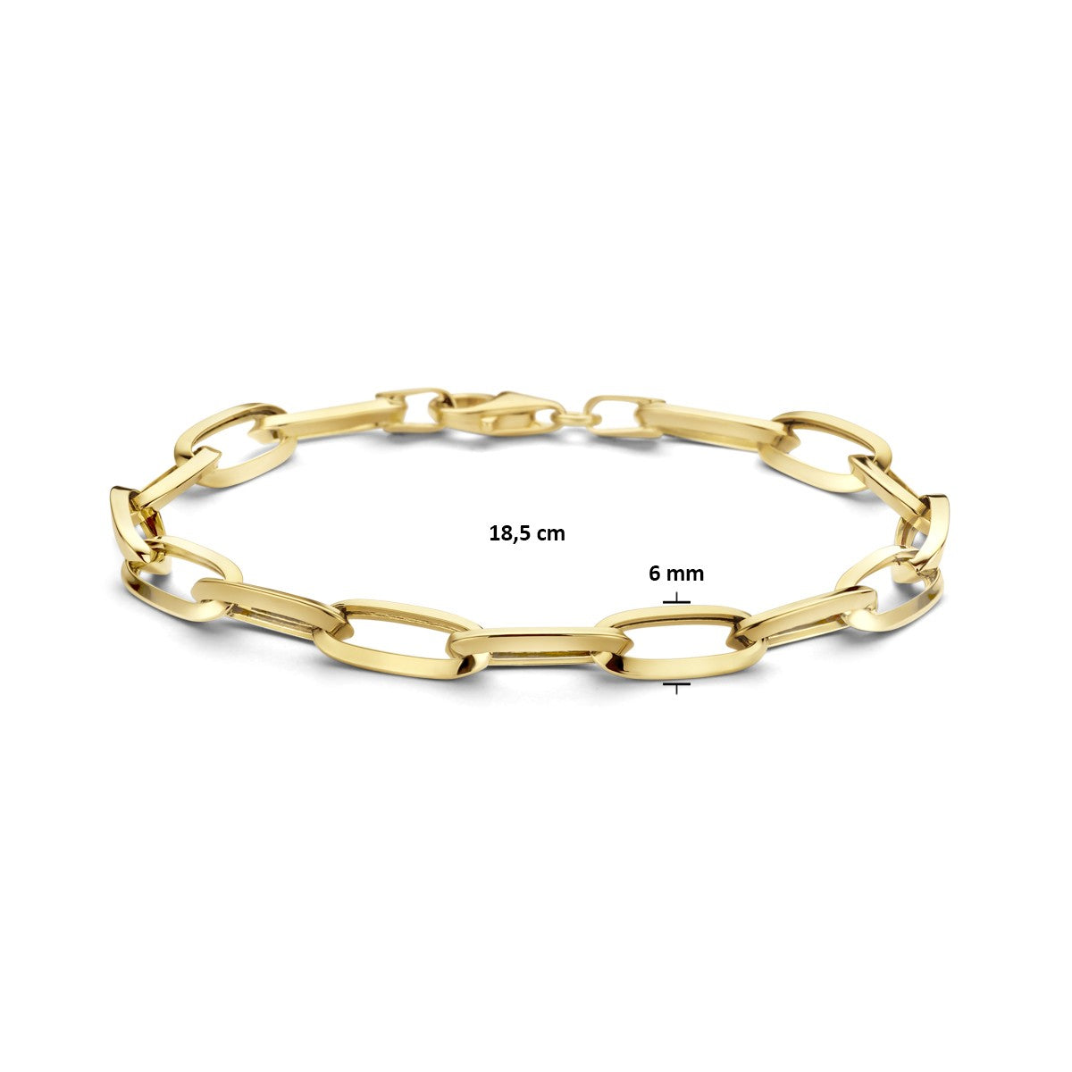 Fantasy Collection Armband paperclip spitse buis 6,0 mm 18,5 cm 14K geelgoud