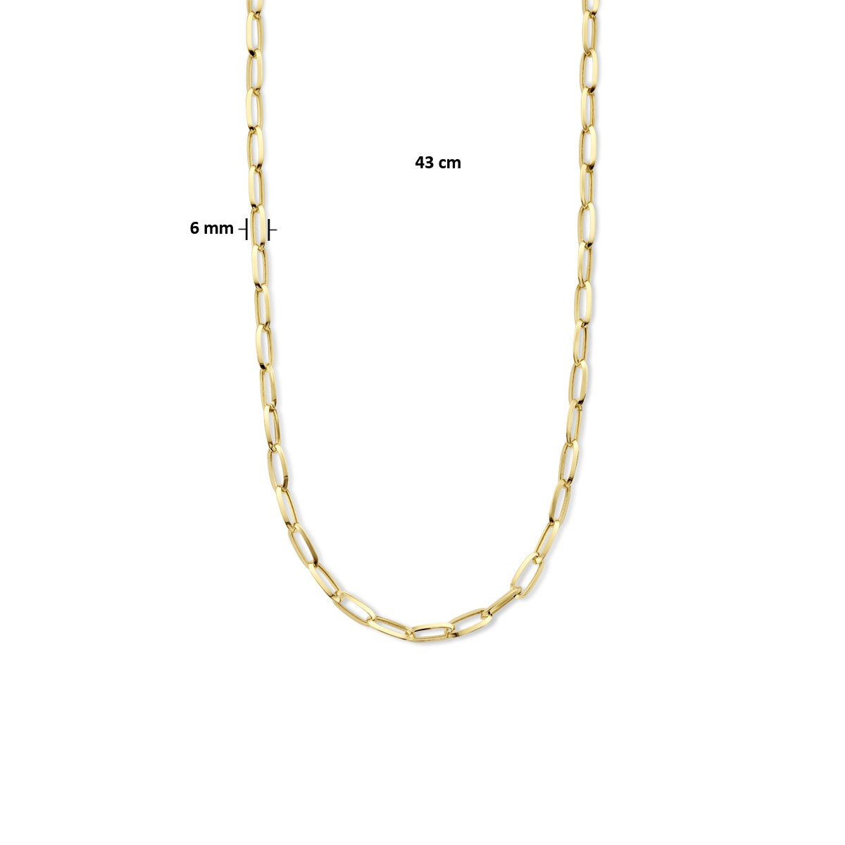 Fantasy Collection Collier paperclip spitse buis 6,0 mm 43 cm 14K geelgoud