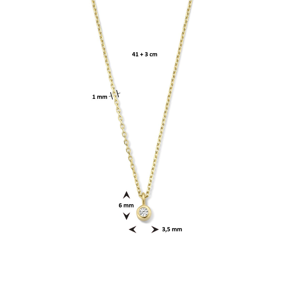Fantasy Collection Collier zirkonia 41 + 3 cm 14K geelgoud