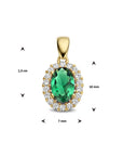 14K geelgoud hanger groen en wit zirkonia halo 4025232 - PansiteNederland.nl