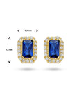 14K Geelgoud Oorknoppen Synth. Saffier En Zirkonia Halo 4025234 - PansiteNederland.nl