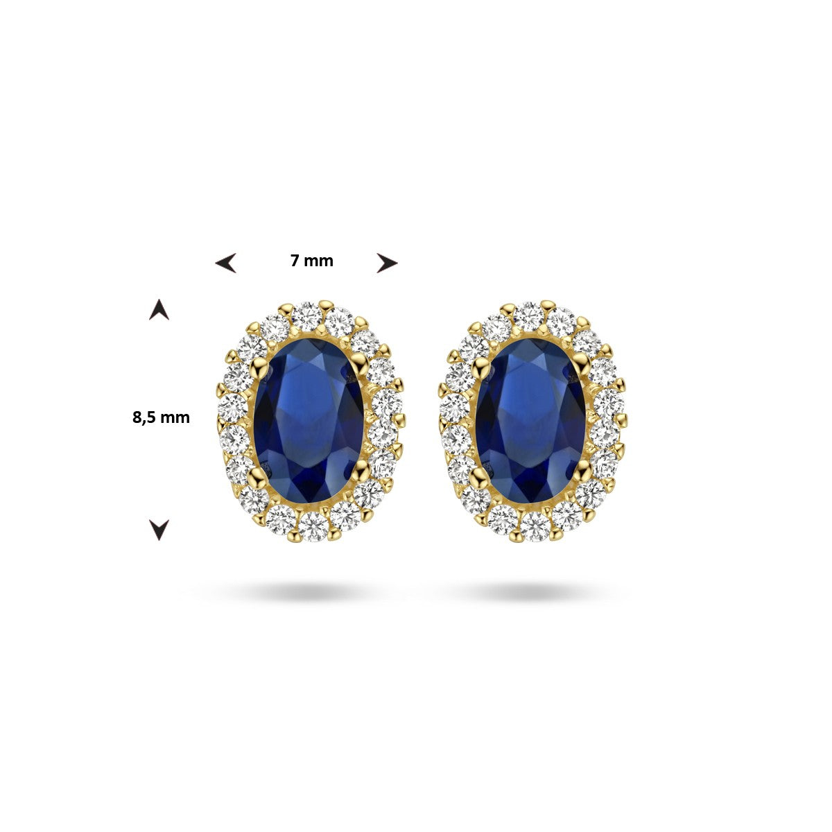 Fantasy Collection Oorbellen synth. saffier en zirkonia 14K geelgoud
