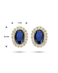 14K Geelgoud Oorknoppen Synth. Saffier En Zirkonia 4025254 - PansiteNederland.nl