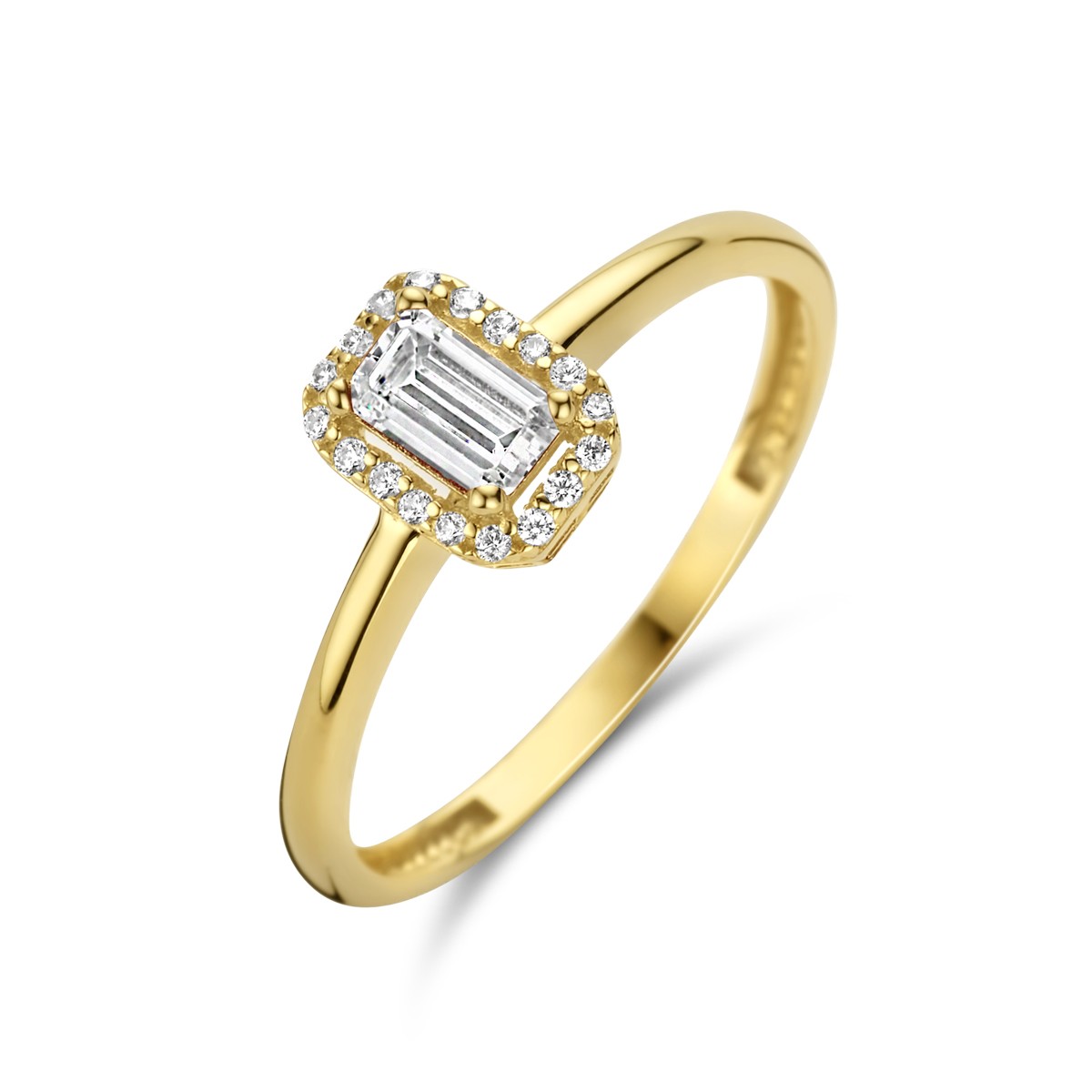 Ring zirkonia halo 14K geelgoud 7,5 mm – 4025260