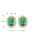 14K Geelgoud Oorknoppen Groen En Wit Zirkonia Halo 4025265 - PansiteNederland.nl