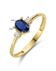 14K geelgouden ring trilogie synth. saffier en zirkonia 4025276 - PansiteNederland.nl