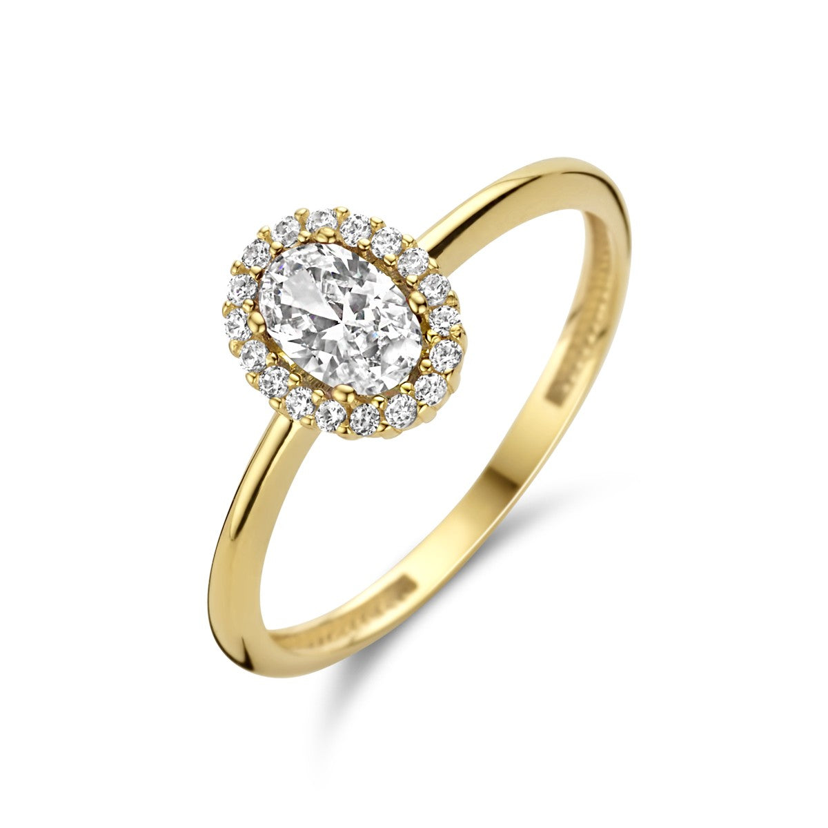 Ring zirkonia halo 14K geelgoud 8,5 mm – 4025286