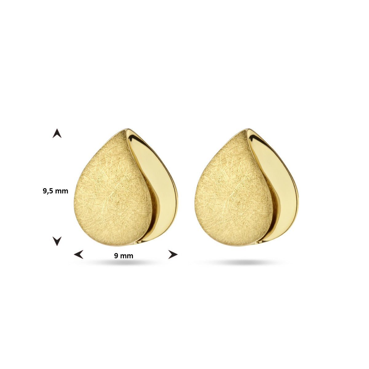 Fantasy Collection Oorbellen poli/mat 14K geelgoud