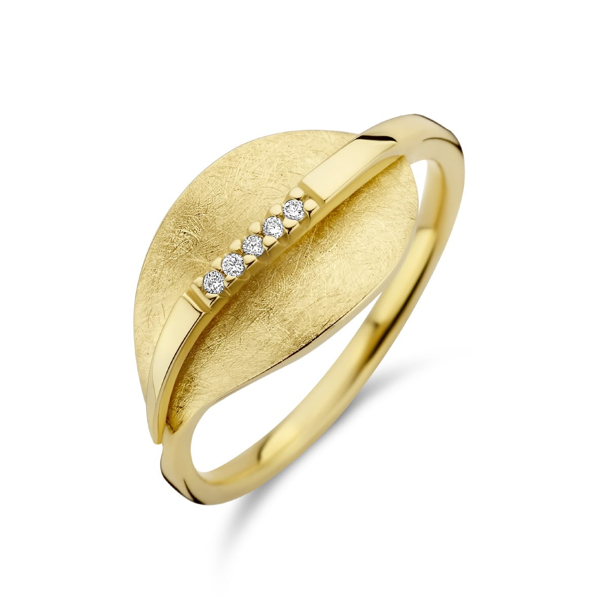 Fantasy Collection Ring blad gescratcht diamant 0.025ct h si 14K geelgoud