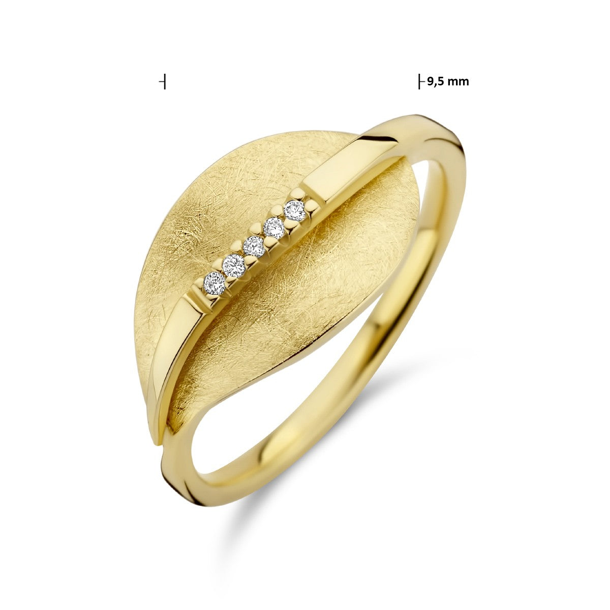 Fantasy Collection Ring blad gescratcht diamant 0.025ct h si 14K geelgoud