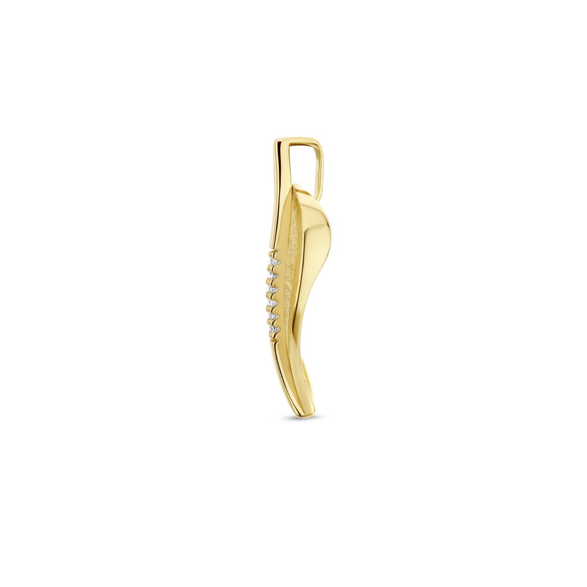 Fantasy Collection Hanger blad gescratcht diamant 0.03ct h si 14K geelgoud
