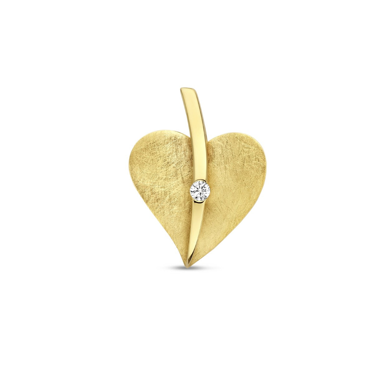 Fantasy Collection Hanger hart gescratcht diamant 0.04ct h si 14K geelgoud