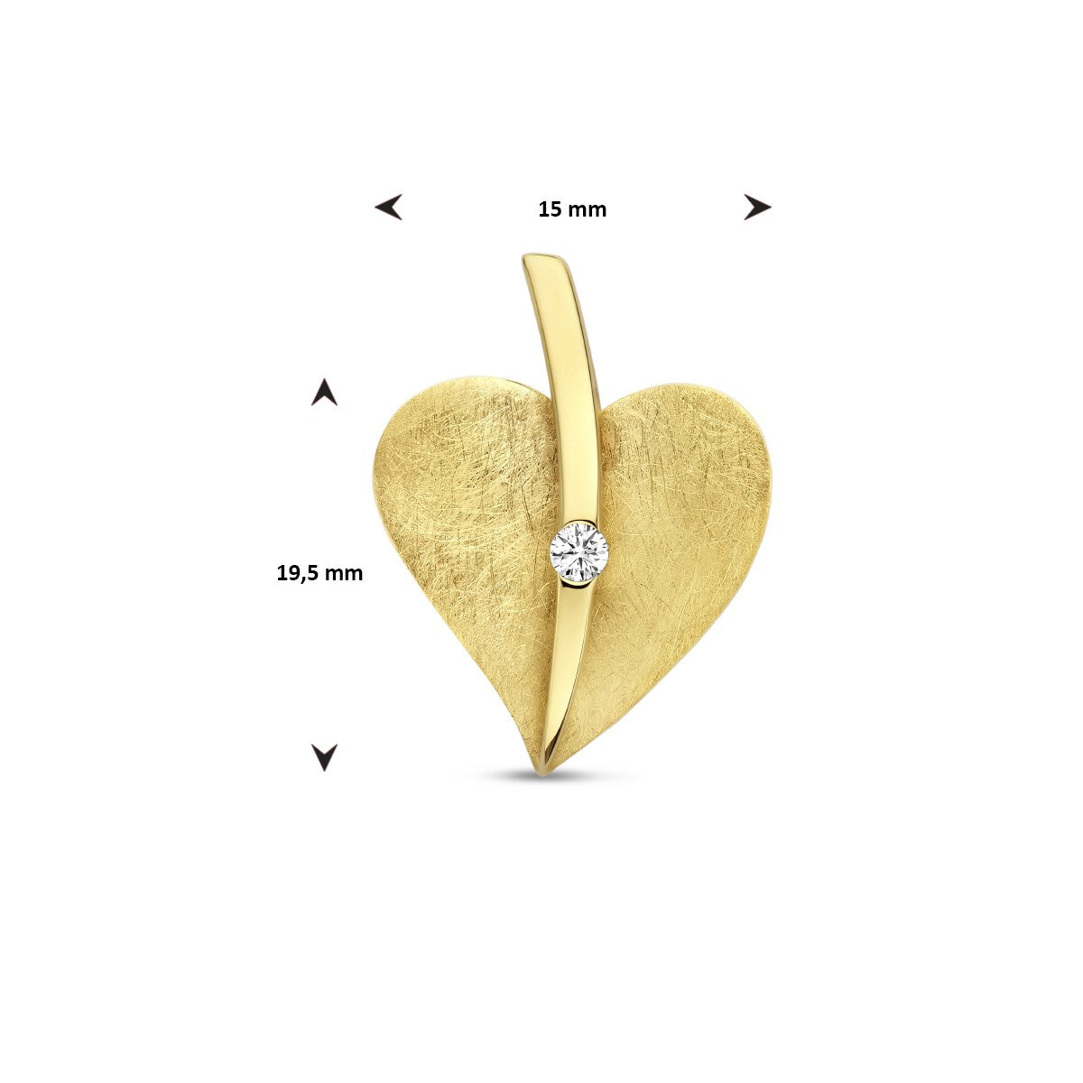 Fantasy Collection Hanger hart gescratcht diamant 0.04ct h si 14K geelgoud
