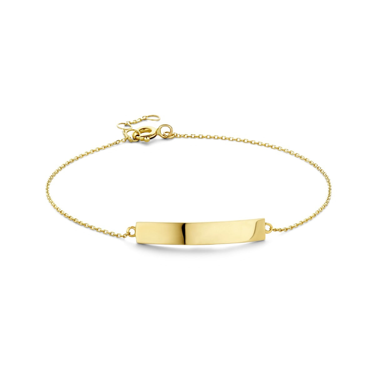 Fantasy Collection Graveerarmband plaat 4,0 mm 16,5 - 17,5 - 18,5 cm 14K geelgoud