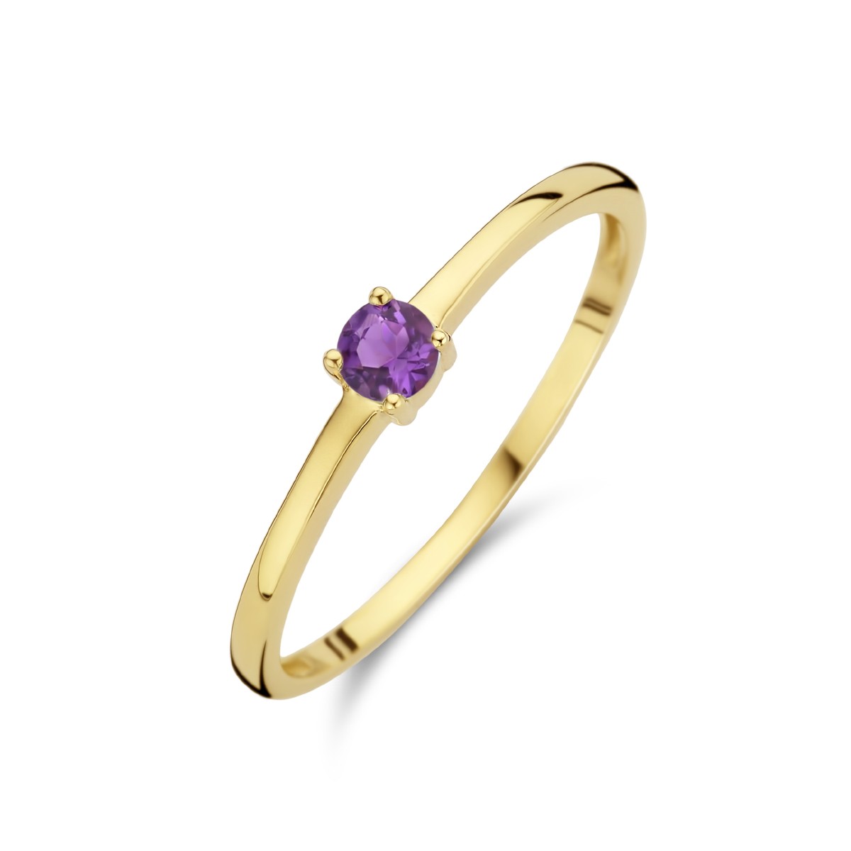 Ring met geboortesteen paarse amethist februari 14K geelgoud 3 mm – 4025502