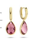 14K Geelgoud Klapoorringen Rhodoliet Kwarts 4025765 - PansiteNederland.nl