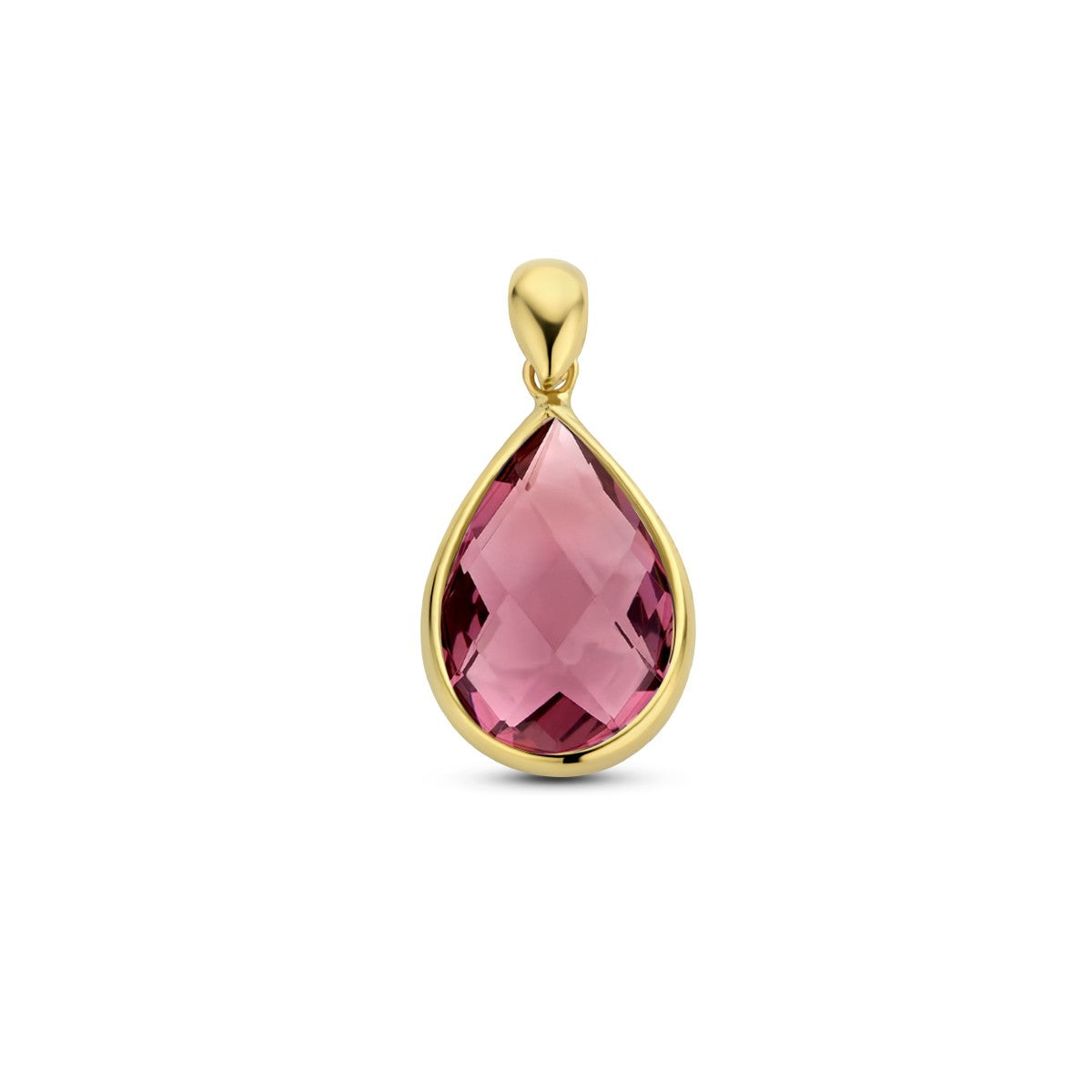 Fantasy Collection Hanger rhodoliet kwarts 14K geelgoud