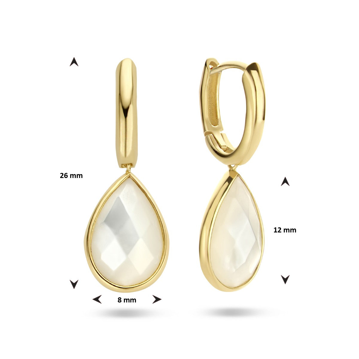 Fantasy Collection Oorbellen parelmoer 26 mm 14K geelgoud