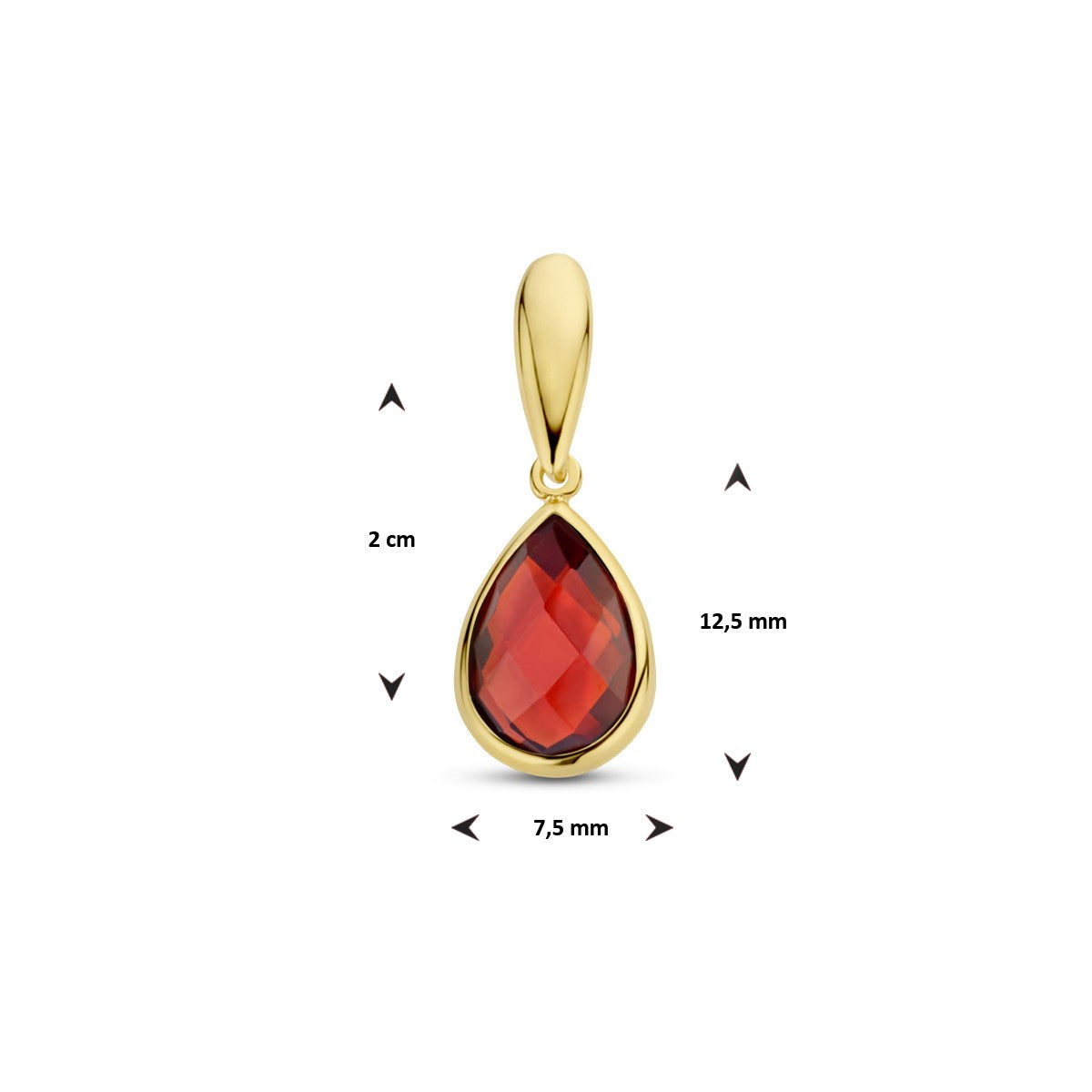 Fantasy Collection Hanger granaat 12,5 mm 14K geelgoud