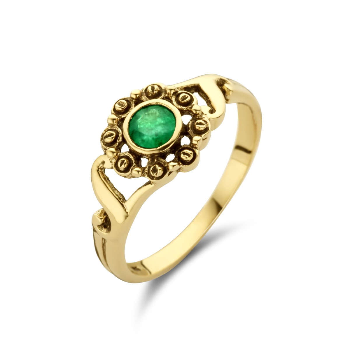 Vintage ring smaragd 14K geelgoud