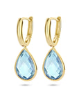 14K Geelgoud Klapoorringen Blauw Topaas 4025806 - PansiteNederland.nl