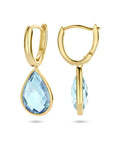 14K Geelgoud Klapoorringen Blauw Topaas 4025806 - PansiteNederland.nl