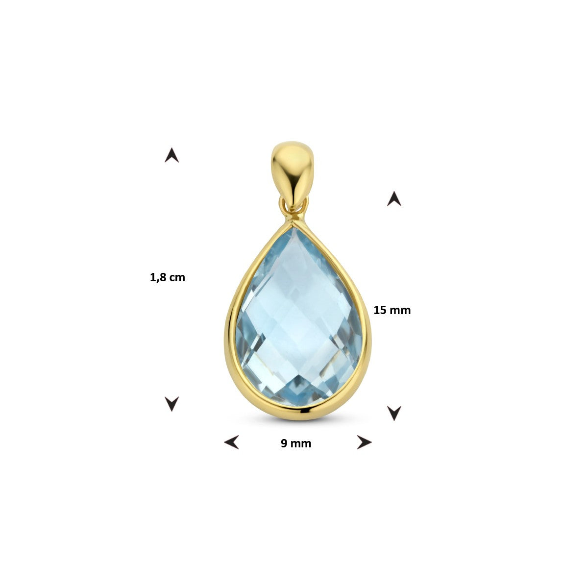 Fantasy Collection Hanger blauw topaas 14K geelgoud