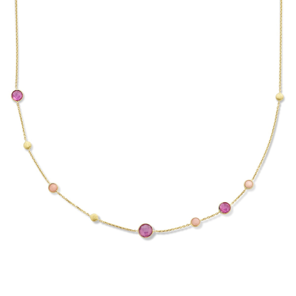 Fantasy Collection Collier robijn, opaal en rondjes 41 - 43 - 45 cm 14K geelgoud
