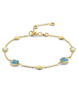 14K Geelgoud Armband London Blue En Blauw Topaas En Rondjes 16 - 17,5 - 19 Cm 4025867 - PansiteNederland.nl