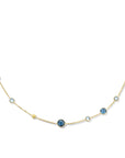 14K geelgoud collier london blue en blauw topaas en rondjes 41 - 43 - 45 cm 4025868 - PansiteNederland.nl