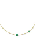 14K geelgoud collier groen agaat, kwartsiet en rondjes 41 - 43 - 45 cm 4025870 - PansiteNederland.nl