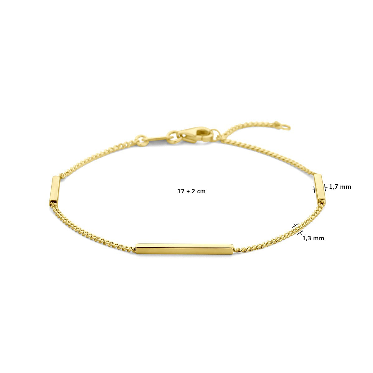 Fantasy Collection Armband balkjes 17 - 19 cm 14K geelgoud
