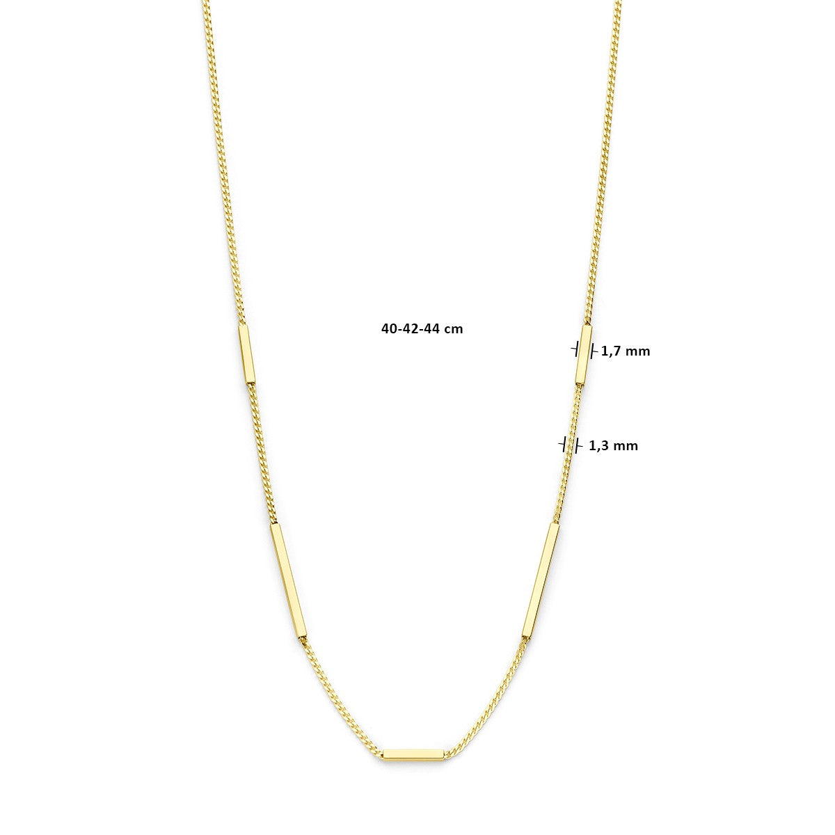 Fantasy Collection Collier balkjes 40 - 42 - 44 cm 14K geelgoud