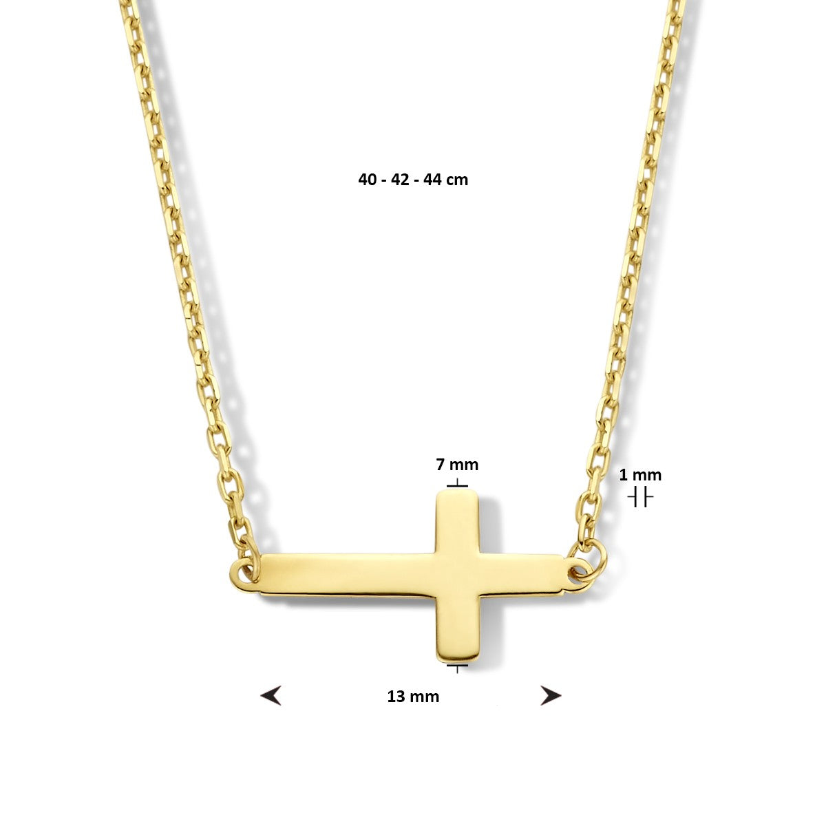 Fantasy Collection Collier kruis 40 - 42 - 44 cm 14K geelgoud