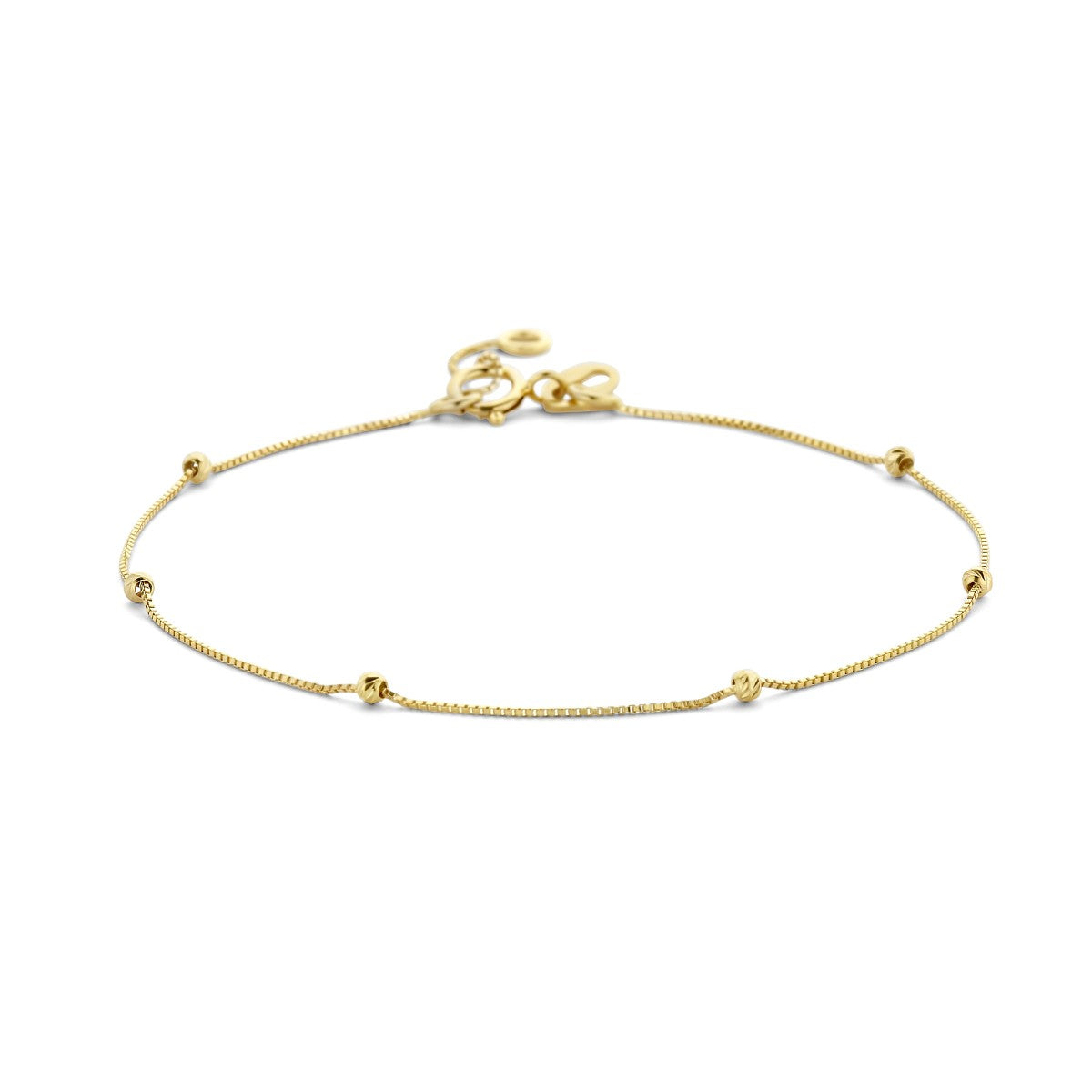 Fantasy Collection Armband bolletjes gediamanteerd 0,5 mm 17 - 19 cm 14K geelgoud