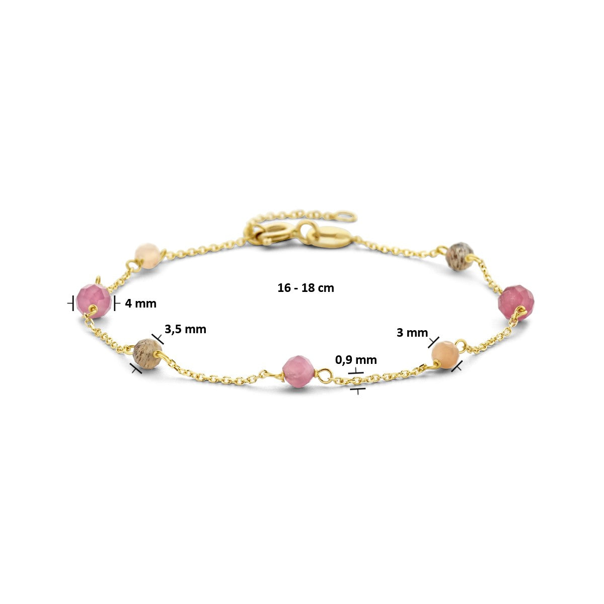 Fantasy Collection Armband toermalijn 16 - 18 cm 14K geelgoud