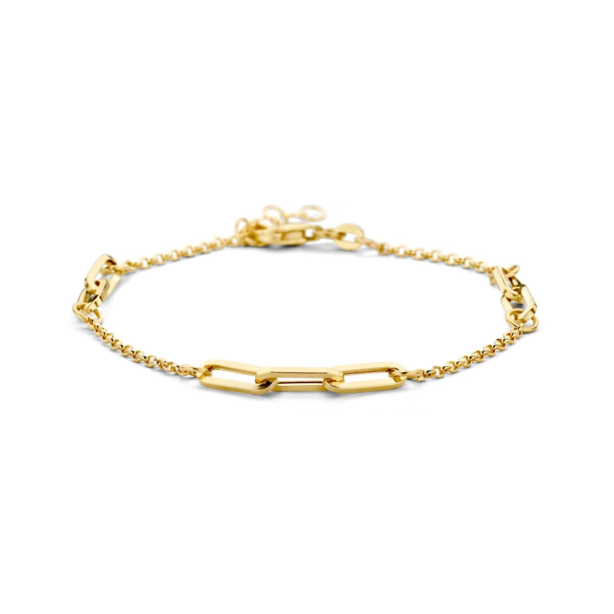 Fantasy Collection Armband jasseron en paperclip 3,5 mm 17 + 3 cm 14K geelgoud