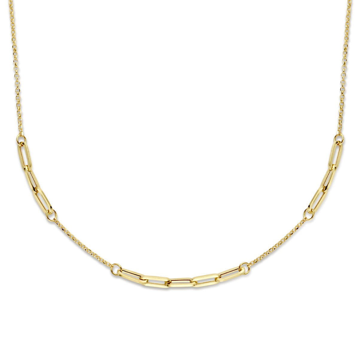 Fantasy Collection Combi-collier jasseron en paperclip 3,5 mm 42 + 2 cm 14K geelgoud