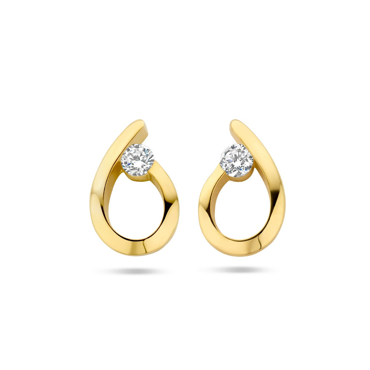 Fantasy Collection Oorbellen druppel zirkonia 14K geelgoud