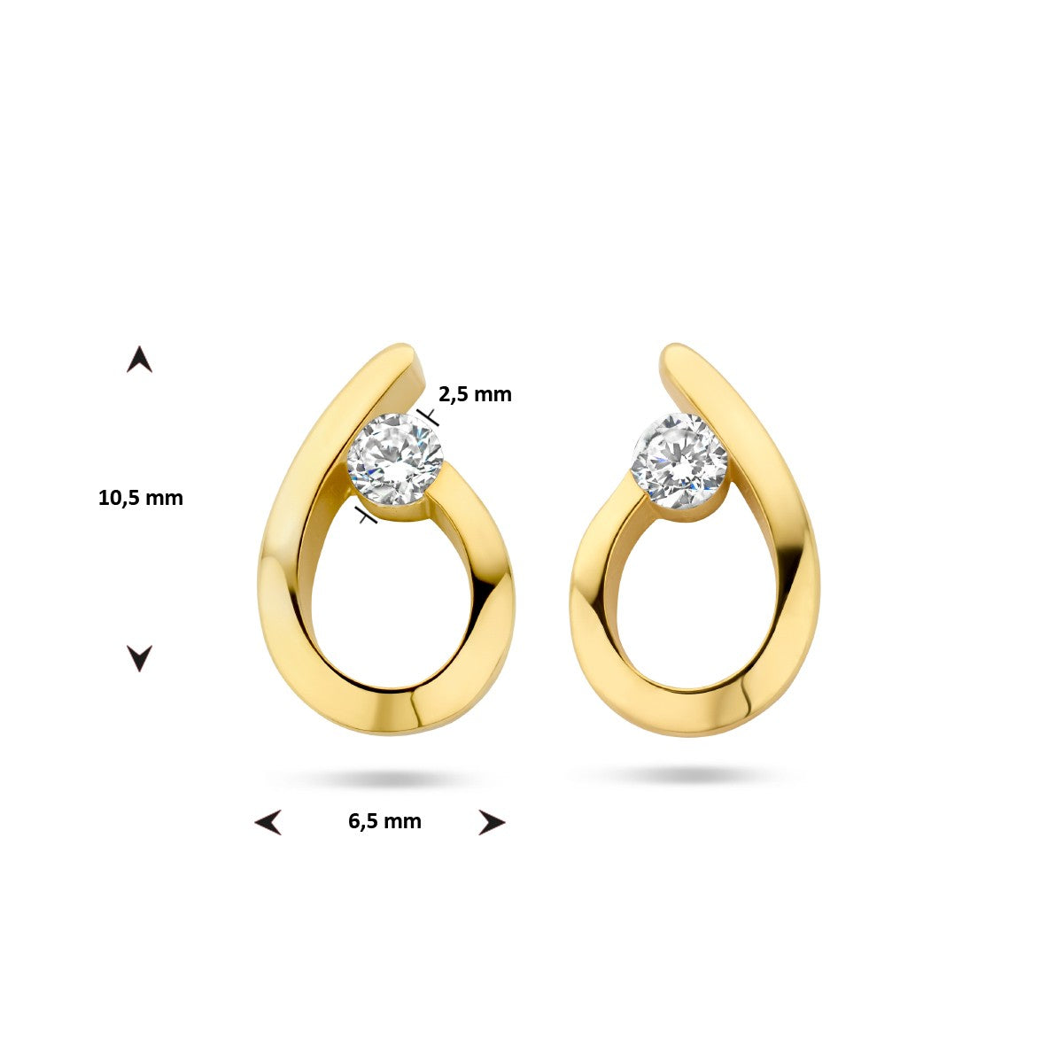 Fantasy Collection Oorbellen druppel zirkonia 14K geelgoud